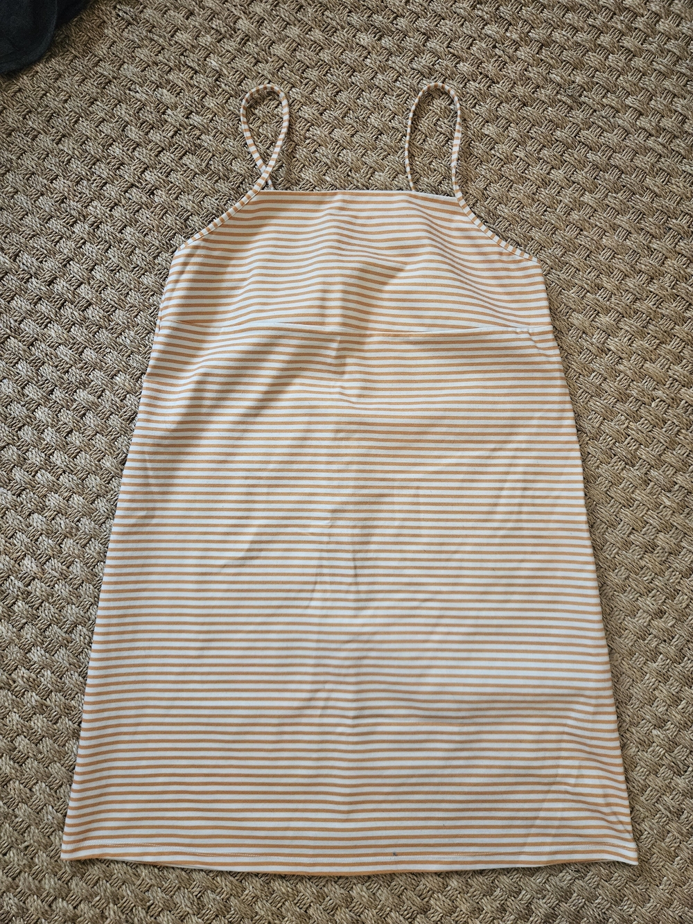 Zara Yellow and White Striped Womens Mini Slip Dress